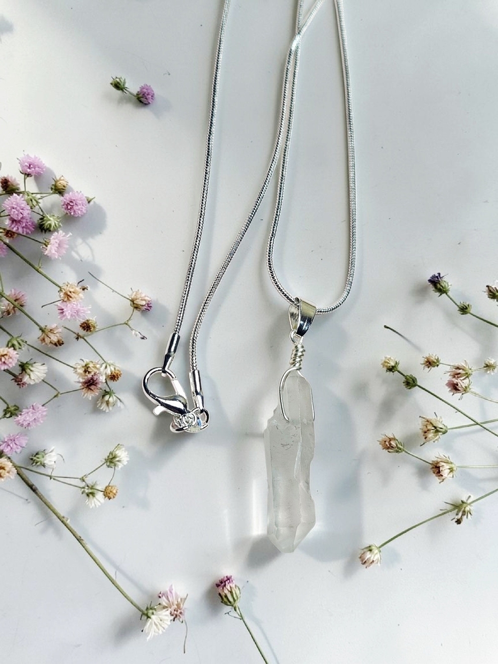 Clear Quartz 22" Sterling Silver Necklace